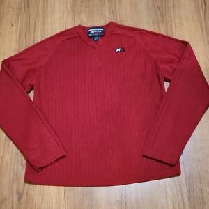 Abercrombie & Fitch Men’s Red V-Neck Ribbed Sweater